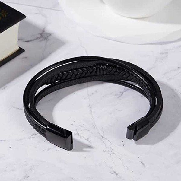 multi layer hand bracelet woven cowhide rope stainless steel color cross mens leather magnetic buckle, Golden;silver
multi layer hand bracelet woven cowhide rope stainless steel color cross mens leather magnetic buckle, Golden;silver