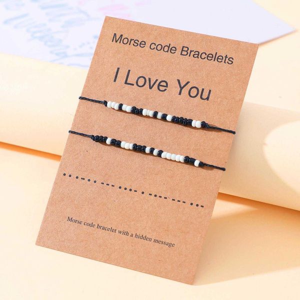 couple card bracelet creative bead color matching moss password i love you woven hand strap, Golden;silver
couple card bracelet creative bead color matching moss password i love you woven hand strap, Golden;silver