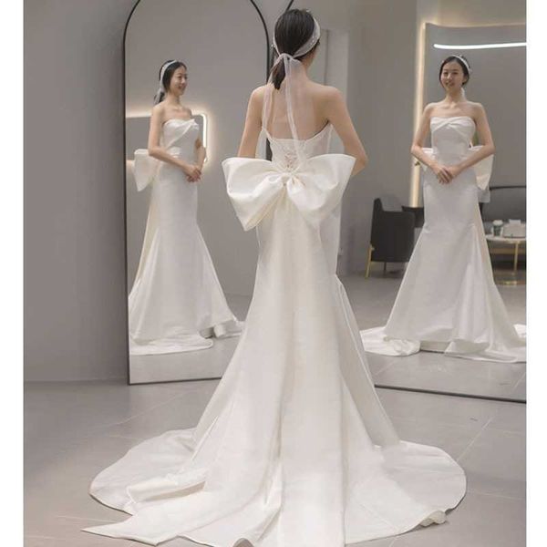 one shoulder beautiful back slimming fish tail light wedding dress 2022 new bride french satin high-end slim fitting tail dress, White;black
one shoulder beautiful back slimming fish tail light wedding dress 2022 new bride french satin high-end slim fitting tail dress, White;black