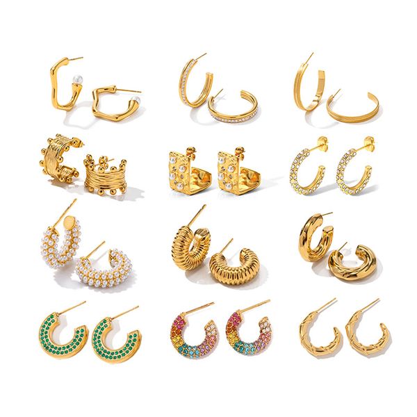 luxury sparkle 18k gold pvd plated shiny party micro pave stainless steel hoop earring non tarnish & waterproof jewelry, Golden;silver
luxury sparkle 18k gold pvd plated shiny party micro pave stainless steel hoop earring non tarnish & waterproof jewelry, Golden;silver
