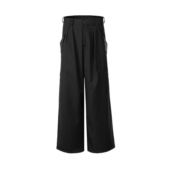 multi-pockets wide leg black suit pants men's baggy casual trousers oversized loose cargos, Black;brown 
multi-pockets wide leg black suit pants men's baggy casual trousers oversized loose cargos, Black;brown