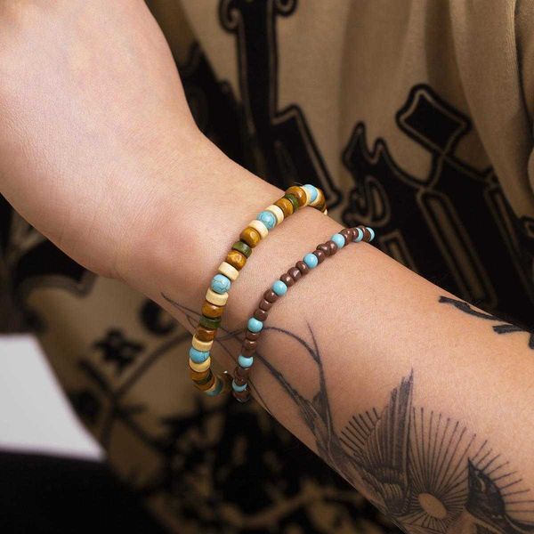 simple turquoise wooden bead bracelet mens trendy fashion joker high sense beaded ornament, Golden;silver
simple turquoise wooden bead bracelet mens trendy fashion joker high sense beaded ornament, Golden;silver
