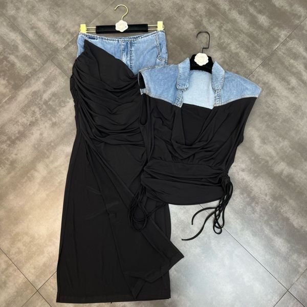 two piece dress prepomp sleeveless drawstring v neck slim vest tank blue denim patch long skirt set women gf821 230509, White
two piece dress prepomp sleeveless drawstring v neck slim vest tank blue denim patch long skirt set women gf821 230509, White