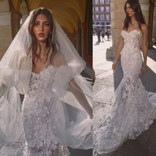 royal sweetheart mermaid wedding dresses lace 3d appliques bridal gown custom made sleeveless wedding gowns, White
royal sweetheart mermaid wedding dresses lace 3d appliques bridal gown custom made sleeveless wedding gowns, White