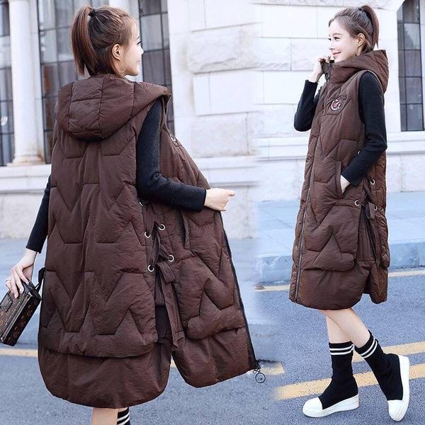 leather autumn winter vest women sleeveless down cotton waistcoat hooded jacket warm long thickened warm cotton vests coat, Black
leather autumn winter vest women sleeveless down cotton waistcoat hooded jacket warm long thickened warm cotton vests coat, Black