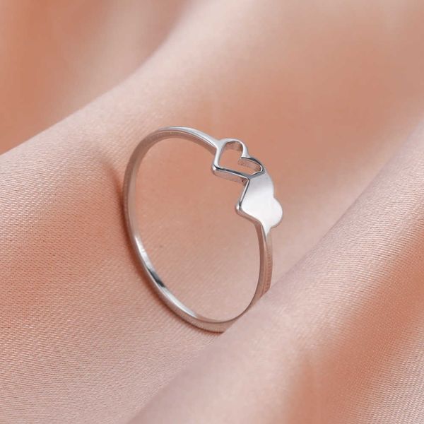 band rings skyrim double hearts stainless steel ring women minimalist finger rings 2023 fashion jewelry engagement gift for lover wholesale, Silver
band rings skyrim double hearts stainless steel ring women minimalist finger rings 2023 fashion jewelry engagement gift for lover wholesale, Silver