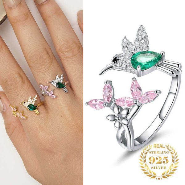 band rings fashion sterling silver 925 hummingbird ring colorful zircon flower bird finger rings for women silver jewelry gift adjustable z0
band rings fashion sterling silver 925 hummingbird ring colorful zircon flower bird finger rings for women silver jewelry gift adjustable z0