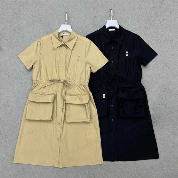 womens prom dress miu casual girls summer new lapel letters embroidered pocket decoration designer clothing women dresses fashion lapel shor, Black;gray
womens prom dress miu casual girls summer new lapel letters embroidered pocket decoration designer clothing women dresses fashion lapel shor, Black;gray
