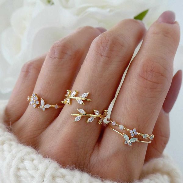 band rings fnio 2023 korean fashion temperament crystal twisted leaves flowers ring set for women jewelry z0509, Silver
band rings fnio 2023 korean fashion temperament crystal twisted leaves flowers ring set for women jewelry z0509, Silver