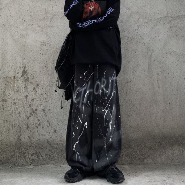 men's jeans european and american high street ink graffiti print retro dark straight pants loose jeans men trend baggy 230509, Blue
men's jeans european and american high street ink graffiti print retro dark straight pants loose jeans men trend baggy 230509, Blue