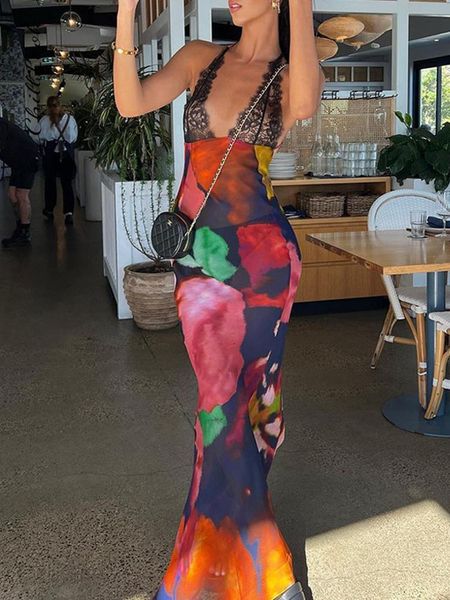 party dresses elegant tie dye floral chiffon dress for women summer bandage backless lace long female beach evening robe 230508, White;black
party dresses elegant tie dye floral chiffon dress for women summer bandage backless lace long female beach evening robe 230508, White;black