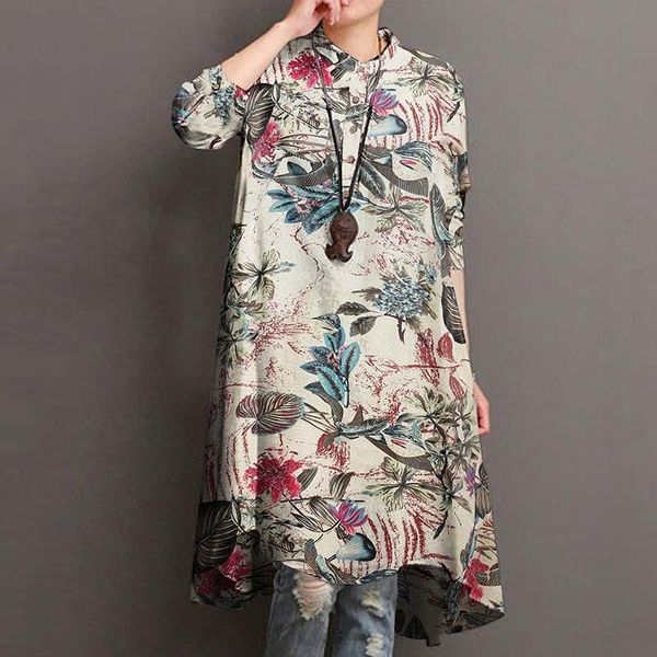 dress 2023 zanzea autumn women's floral blouses elegant shirt vestidos casual long sleeve long female printed tunic, White
dress 2023 zanzea autumn women's floral blouses elegant shirt vestidos casual long sleeve long female printed tunic, White