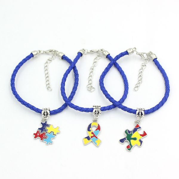 wholesale autism charm bracelets navy blue pu leather rope puzzle jewelry autism awareness bracelet gifts, Golden;silver
wholesale autism charm bracelets navy blue pu leather rope puzzle jewelry autism awareness bracelet gifts, Golden;silver