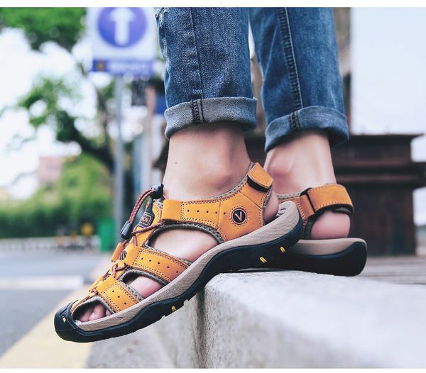 sandals men's large size 47 genuine leather shoes summer fashion slippers 230508, Black
sandals men's large size 47 genuine leather shoes summer fashion slippers 230508, Black