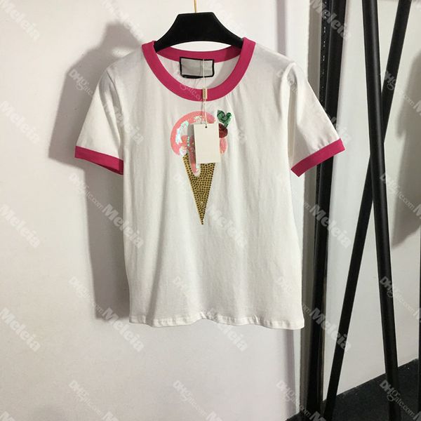 ice cream sequin t shirts women short sleeve cotton t shirt for lady cute casual sport tees with rhinestone, White
ice cream sequin t shirts women short sleeve cotton t shirt for lady cute casual sport tees with rhinestone, White