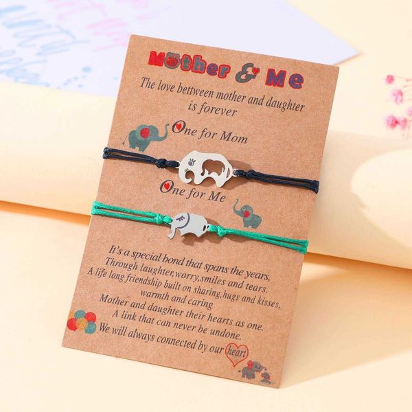 creative stainless steel charm mother and daughter elephant mothers day parent child card green woven bracelet wrist string, Golden;silver
creative stainless steel charm mother and daughter elephant mothers day parent child card green woven bracelet wrist string, Golden;silver
