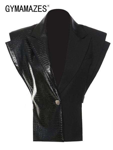 vests gymamazes streetwear sleeveless vest for women v neck single button solid patchwork leather slim vests female clothing style new, Black;white
vests gymamazes streetwear sleeveless vest for women v neck single button solid patchwork leather slim vests female clothing style new, Black;white