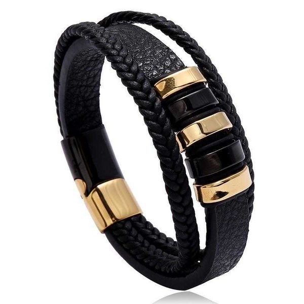 big brand bracelet creative two color stainless steel magnetic buckle mens leather simple, Golden;silver
big brand bracelet creative two color stainless steel magnetic buckle mens leather simple, Golden;silver