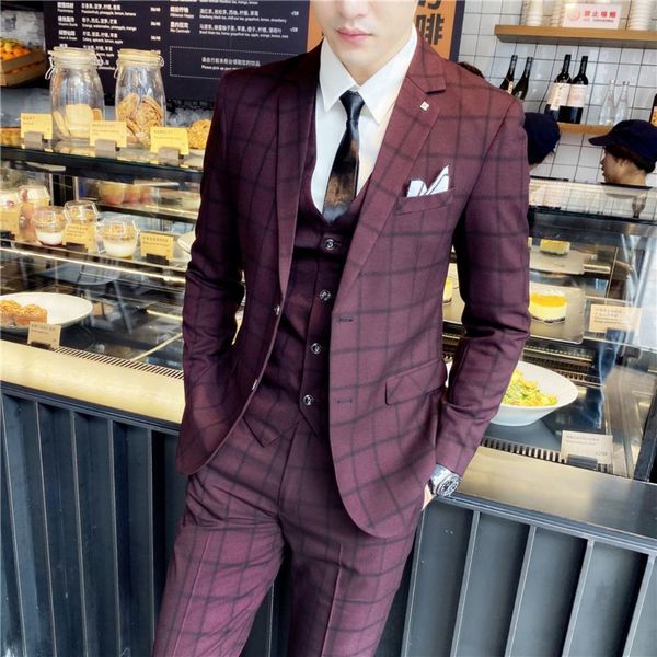 men's suits blazers men britain suits 3 pieces set business formal slim fit wedding prom male boutique plaid design groom tuxedo blazer, White;black
men's suits blazers men britain suits 3 pieces set business formal slim fit wedding prom male boutique plaid design groom tuxedo blazer, White;black