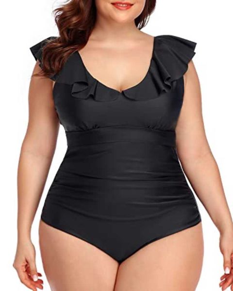 women's plus size swimwear 2023 plus size one piece swimsuits for women flounce tummy control bathing suits vintage swimwear high waist, Black
women's plus size swimwear 2023 plus size one piece swimsuits for women flounce tummy control bathing suits vintage swimwear high waist, Black