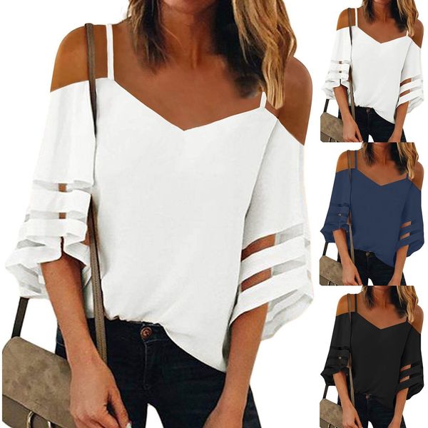 womens blouses shirts mesh hollow out off the shoulder flare sleeve white fashoin casual vneck tunic elegant lady 230509
womens blouses shirts mesh hollow out off the shoulder flare sleeve white fashoin casual vneck tunic elegant lady 230509