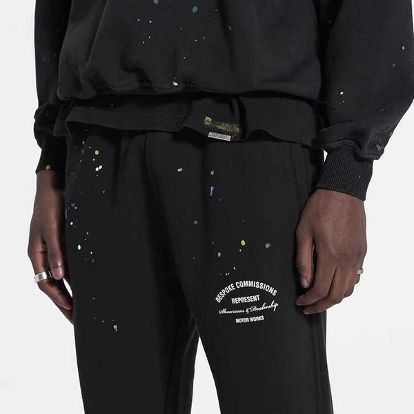 men's pants represent rep designer fashion colorful speckle letter printing high street loose straight sleeve casual sports drawstring, Black
men's pants represent rep designer fashion colorful speckle letter printing high street loose straight sleeve casual sports drawstring, Black