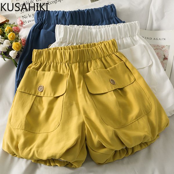 women's shorts kusahiki summer causal woman shorts korean stretch high waist bottoms solid pockets short feminimos 6k133 230509, White;black