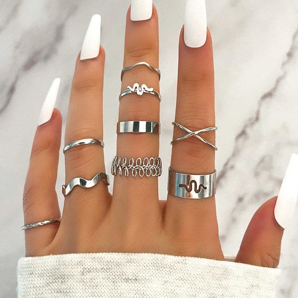 band rings 510pcs punk gold color chain rings set for women girls fashion irregular finger thin rings gift 2023 female knuckle jewelry par z, Silver
band rings 510pcs punk gold color chain rings set for women girls fashion irregular finger thin rings gift 2023 female knuckle jewelry par z, Silver
