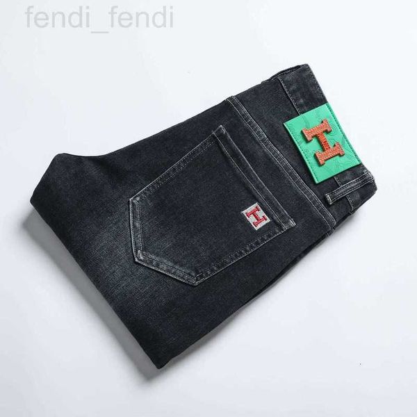 men's jeans luxuriousmen's high-end wear white fashion brand autumn and winter small straight leg trousers 72gu, Blue
