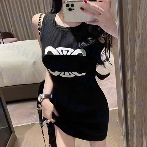 big logo dress womens knitted tanks dresses stretch skirt backless for women, Black;gray
big logo dress womens knitted tanks dresses stretch skirt backless for women, Black;gray