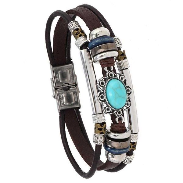 turquoise stainless steel pipe leather bracelet hand woven mens cowhide small jewelry wholesale, Golden;silver
turquoise stainless steel pipe leather bracelet hand woven mens cowhide small jewelry wholesale, Golden;silver
