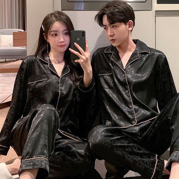 women's sleepwear men and women pajamas when light luxury silk long sleeve cardigan suit shangbing couple household to take 230508, Black;red
women's sleepwear men and women pajamas when light luxury silk long sleeve cardigan suit shangbing couple household to take 230508, Black;red