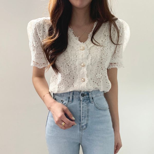 womens blouses shirts komiyama hollow out hook floral lace blusas mujer summer pearl button clothes women puff sleeve shirt 230509, White
womens blouses shirts komiyama hollow out hook floral lace blusas mujer summer pearl button clothes women puff sleeve shirt 230509, White