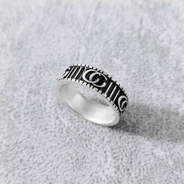 retro pop vertical line oxidized old double g ring for men and women's couple wedding ring, Silver
retro pop vertical line oxidized old double g ring for men and women's couple wedding ring, Silver