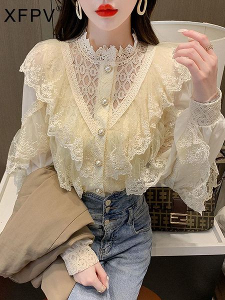 shirts xfpv 2023 new autumn summer fashion lace stitching bottoming long sleeve loose chiffon shirt blouse women sm2278, White
shirts xfpv 2023 new autumn summer fashion lace stitching bottoming long sleeve loose chiffon shirt blouse women sm2278, White