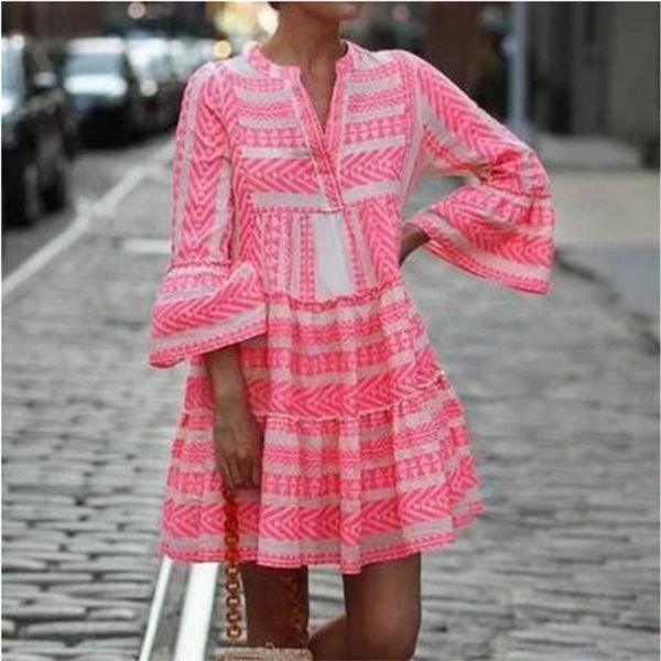 casual dresses elegant geometric print striped women long flare sleeve ruffled v neck aline mini vestido boho loose 230509, Black;gray
casual dresses elegant geometric print striped women long flare sleeve ruffled v neck aline mini vestido boho loose 230509, Black;gray