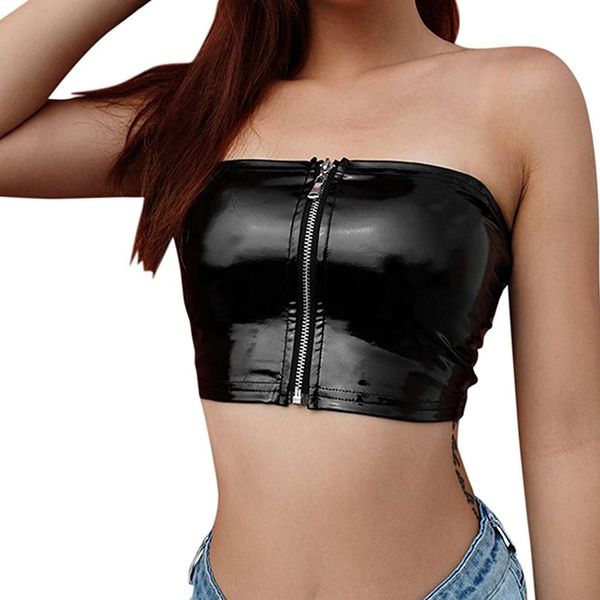 tanks women's strapless crop sleeveless solid color patent leather bandeau tube, Black;white
tanks women's strapless crop sleeveless solid color patent leather bandeau tube, Black;white