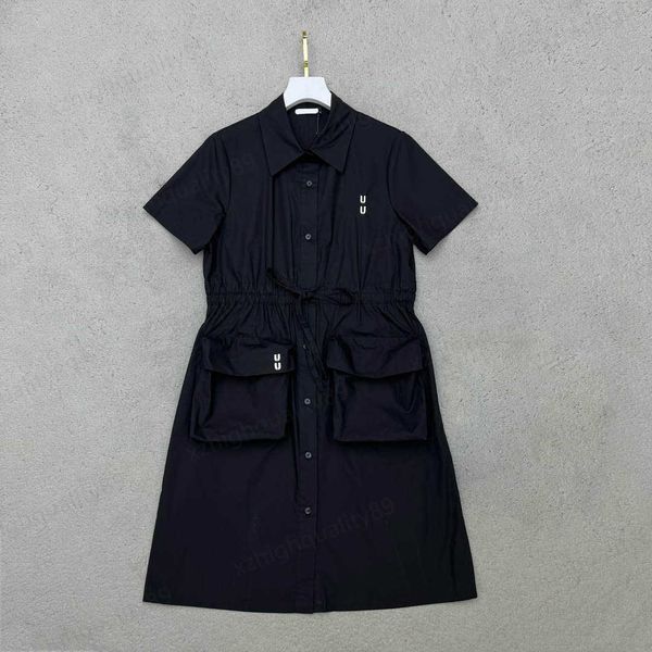 womens prom dress miu casual girls summer new lapel letters embroidered pocket decoration designer clothing women dresses fashion lapel shor, Black;gray
womens prom dress miu casual girls summer new lapel letters embroidered pocket decoration designer clothing women dresses fashion lapel shor, Black;gray