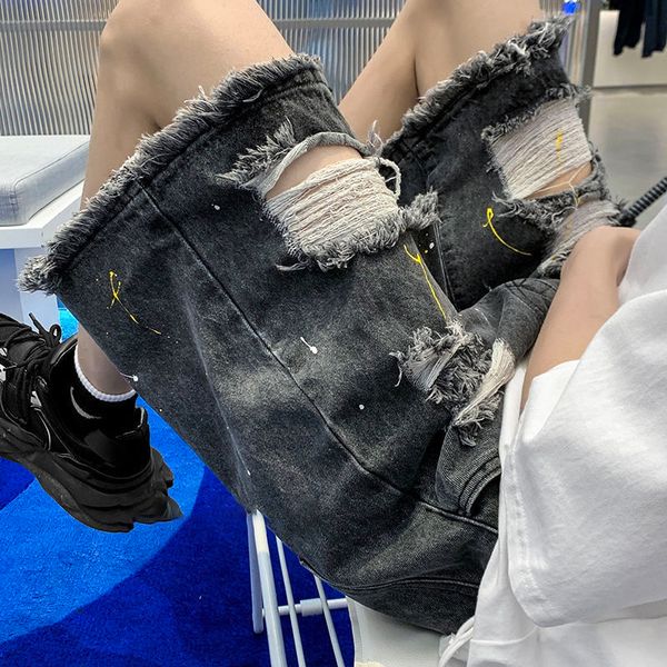men's shorts y2k mens streetwear breeches holes ripped korean harajuku denim hip hop cargo short pants grunge bermudas jeans shorts clo, White;black
men's shorts y2k mens streetwear breeches holes ripped korean harajuku denim hip hop cargo short pants grunge bermudas jeans shorts clo, White;black
