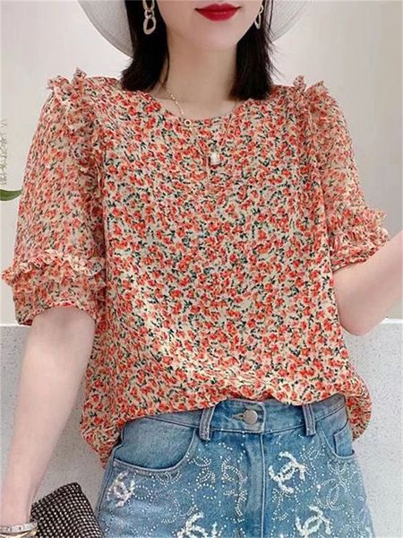 womens blouses shirts woman summer style lady casual short lantern sleeve oneck simple flower printed blusas df4482 230509, White
womens blouses shirts woman summer style lady casual short lantern sleeve oneck simple flower printed blusas df4482 230509, White