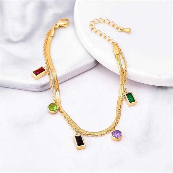 fashion accessories colorful diamond chain square round zircon double layer bracelet titanium steel blade pure necklace female, Black
fashion accessories colorful diamond chain square round zircon double layer bracelet titanium steel blade pure necklace female, Black