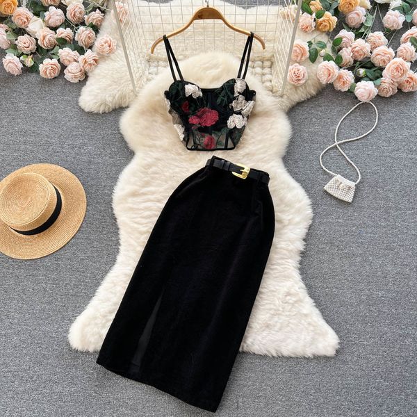 two piece dress temperament black suit womens gauze lace suspender strapless corduroy skirt twopiece set 230509, White
two piece dress temperament black suit womens gauze lace suspender strapless corduroy skirt twopiece set 230509, White