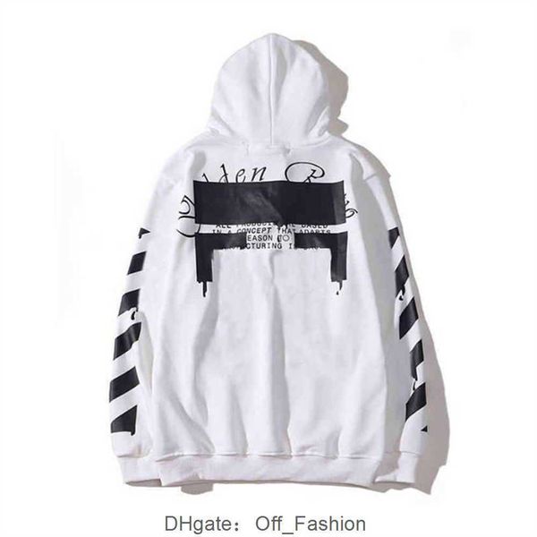 mens loose offs hoodies brand classic sweatshirts hoodie cotton pullover long sleeved back oil paint arrow x women hooded 817m, Black