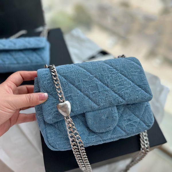 23p women classic mini flap denim bags with crush heart bead silver metal hardware chain crossbody shoulder handbag outdoor sacoche cosmetic
23p women classic mini flap denim bags with crush heart bead silver metal hardware chain crossbody shoulder handbag outdoor sacoche cosmetic