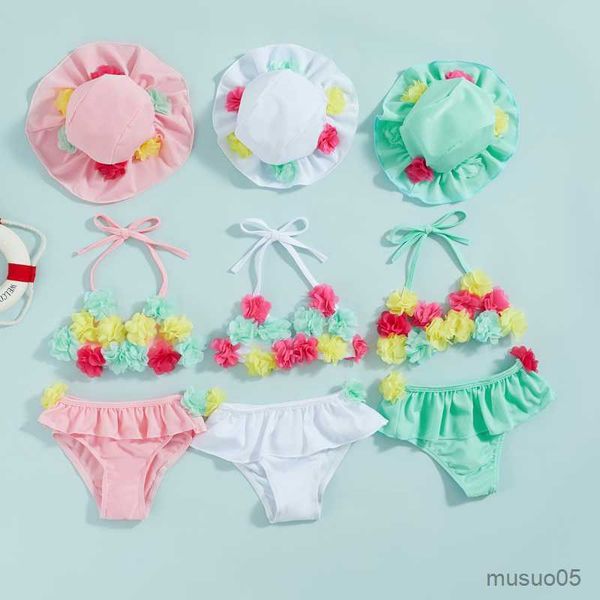 two-pieces princess floral swimwear bikini set for infant baby girls swimsuits piece tie-up halter neck ruffles beahwear sun hat set, Blue
two-pieces princess floral swimwear bikini set for infant baby girls swimsuits piece tie-up halter neck ruffles beahwear sun hat set, Blue