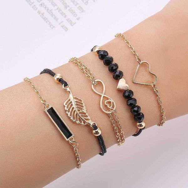 creative hollow leaf combination bracelet simple drop oil rectangular heart 5 piece set, Golden;silver
creative hollow leaf combination bracelet simple drop oil rectangular heart 5 piece set, Golden;silver