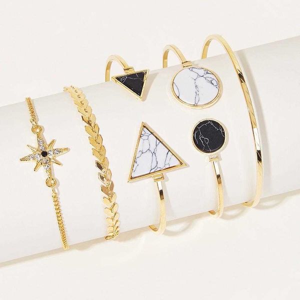 full diamond asterism open ended chain bracelet 5 piece set creative retro personality marble geometric aircraft, Black
full diamond asterism open ended chain bracelet 5 piece set creative retro personality marble geometric aircraft, Black