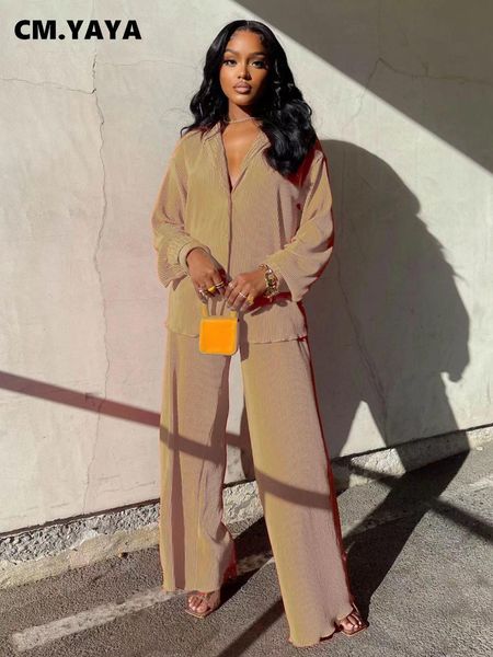 pants cm.yaya women pleated set wide leg pants suit 2022 long sleeve shirt set straight trousers two 2 piece sets outfits tracksuit, White
pants cm.yaya women pleated set wide leg pants suit 2022 long sleeve shirt set straight trousers two 2 piece sets outfits tracksuit, White