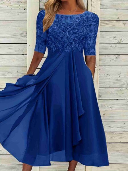 women's spring/summer bridesmaid evening dress lace mid sleeve hollow chiffon dress, White;black
women's spring/summer bridesmaid evening dress lace mid sleeve hollow chiffon dress, White;black