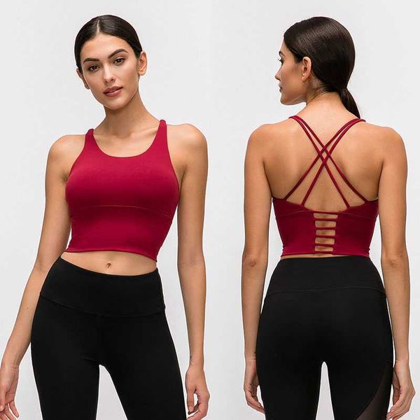 l-9095 solid color cross thin straps yoga tank classic sports bra women fitness vest small sling training clothes with removable cups underw, White
l-9095 solid color cross thin straps yoga tank classic sports bra women fitness vest small sling training clothes with removable cups underw, White